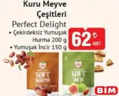 PERFECT DELİGHT KURU MEYVE ÇEŞİTLERİ 200/150 G fiyat ve kampanya bilgisi